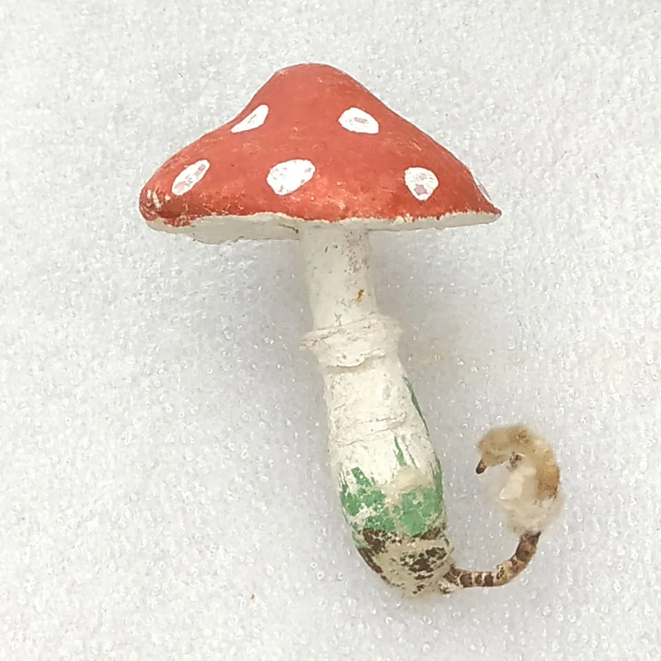 Antique Vintage Paper Mache Christmas Ornament Mushroom