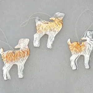 Set of 3 Antique Vintage Dresden Cardboard Christmas Ornaments Lambs