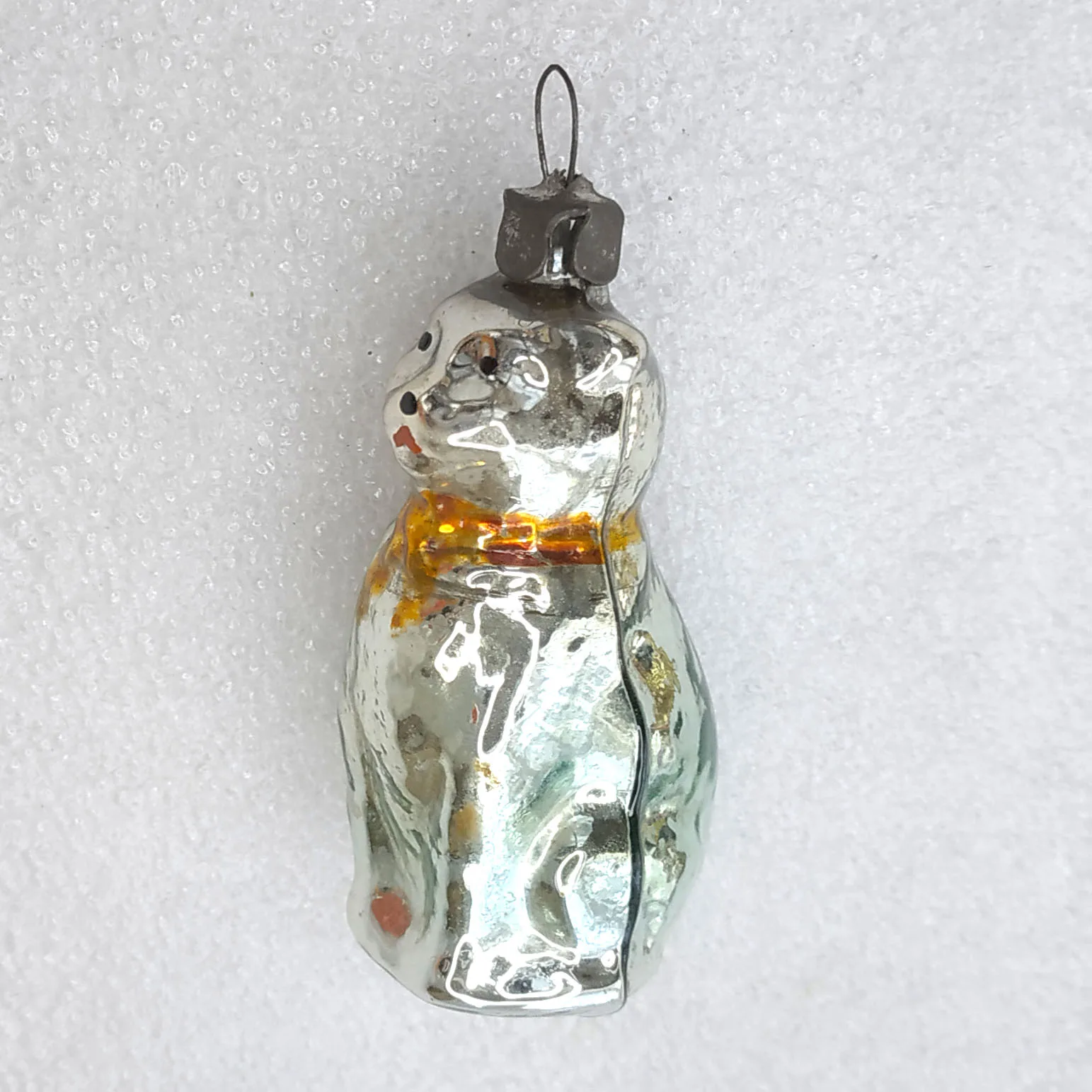 Antique Vintage Russian Glass Christmas Ornament Kitten