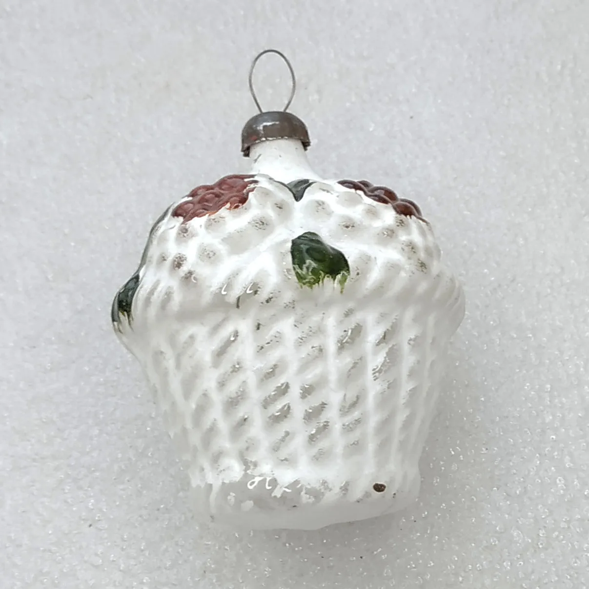 Vintage German GDR Glass Christmas Ornament Old Basket