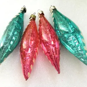 Set of 4 Antique Vintage USSR Glass Christmas Ornaments Icicles
