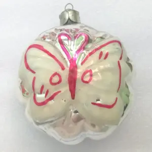Vintage Ukraine USSR Glass Christmas Tree Ornament Butterfly