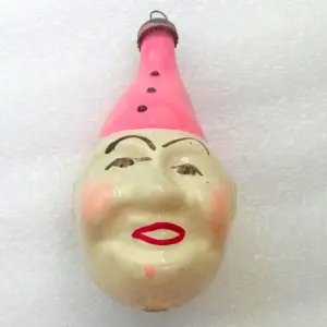 Vintage Ukraine USSR Glass Christmas Ornament Clown
