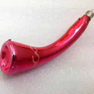 Vintage USSR Glass Christmas Ornament Horn