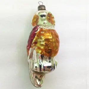 Vintage USSR Glass Christmas Tree Ornament Old Owl