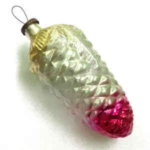 Huge Vintage USSR Glass Christmas Ornament Old Pinecone