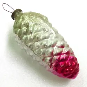Huge Vintage USSR Glass Christmas Ornament Old Pinecone