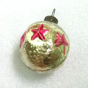 Old Antique Vintage USSR Glass Christmas Ornament Red Star