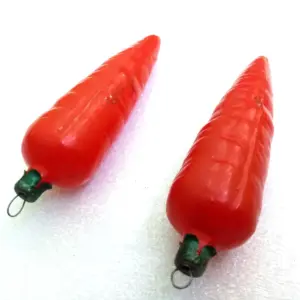 Set of 2 Vintage USSR Glass Christmas Ornaments Carrots