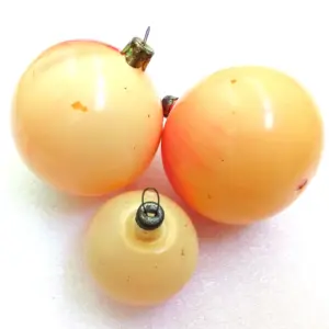 Set of 3 Vintage USSR Glass Christmas Ornaments Apples