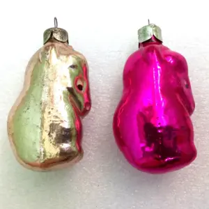 Set of 2 Vintage USSR Glass Christmas Tree Ornaments Foals