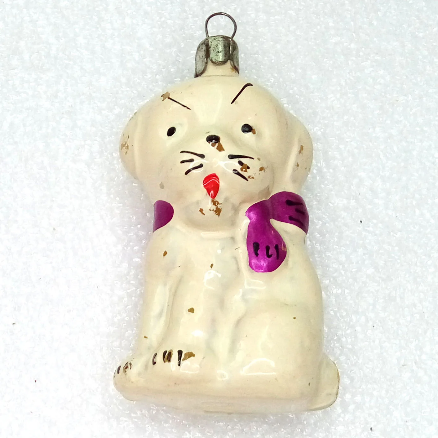 Antique Vintage USSR Glass Christmas Ornament Tree Old Puppy