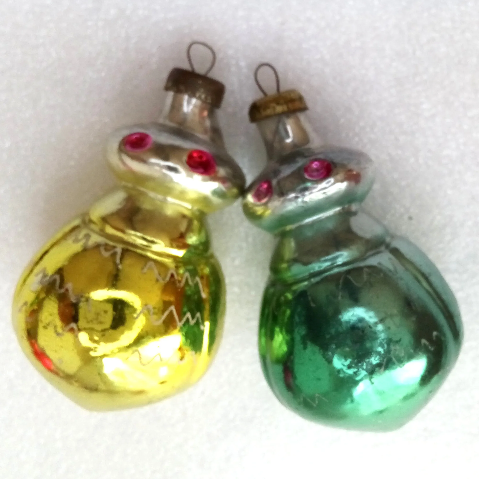 Set of 2 Vintage USSR Glass Christmas Ornaments Bugs