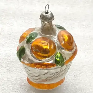 Vintage Soviet Mercury Glass Christmas Ornament Basket Retro