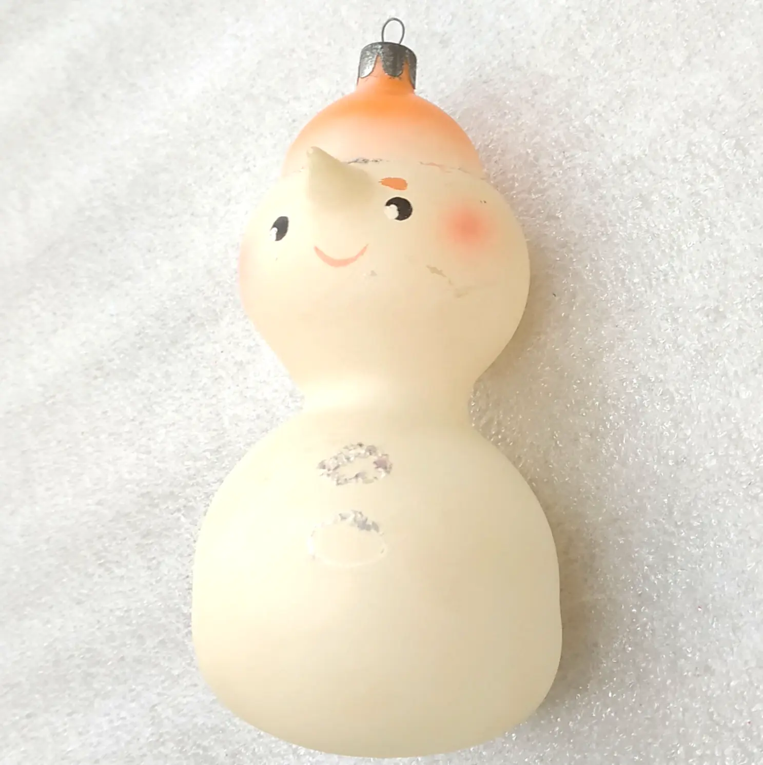 Vintage Glass Christmas Ornament Big Snowman Tree Retro USSR Decor