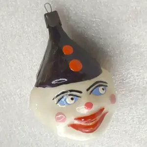 Vintage Glass Christmas Ornament Clown Head Jester USSR Retro Decor