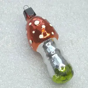 Vintage Silver Glass Christmas Ornament Mushroom Retro USSR Decor