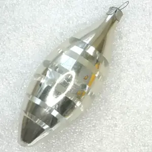 Vintage Soviet Silver Glass Christmas Ornament Icicle Glinka