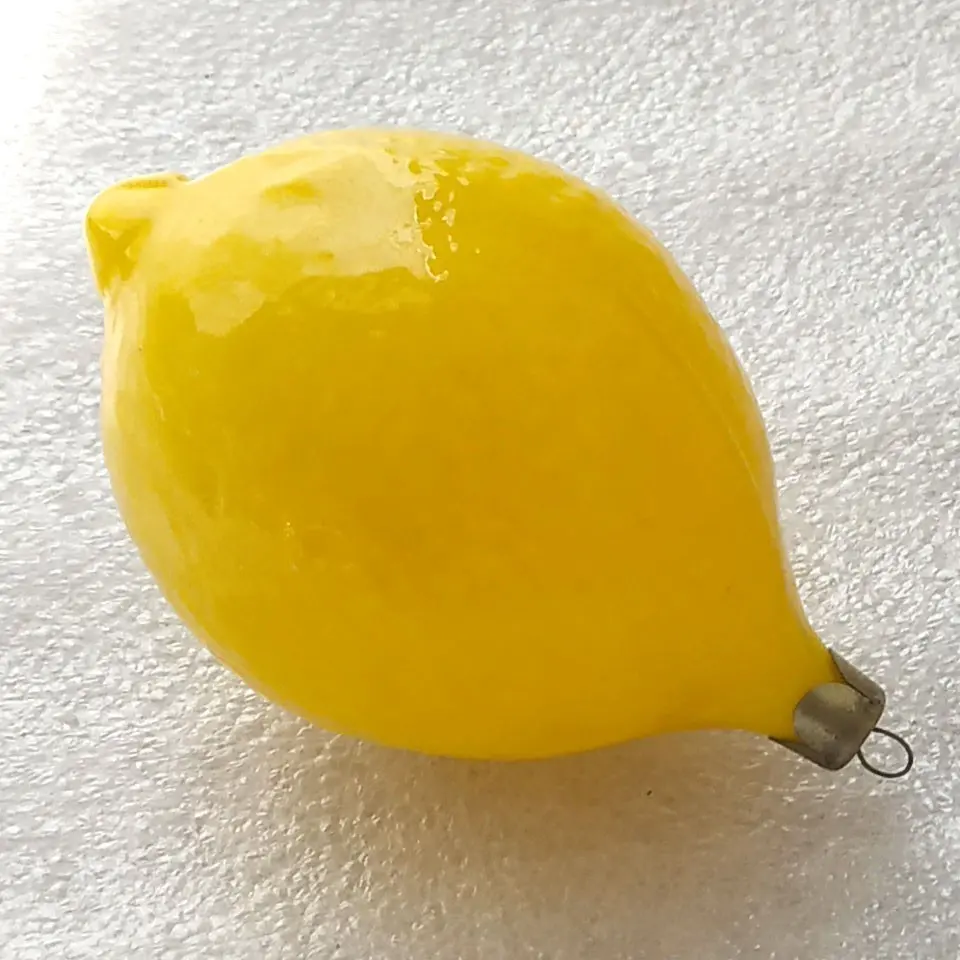 Vintage Glass Christmas Ornament Lemon Figural Retro USSR