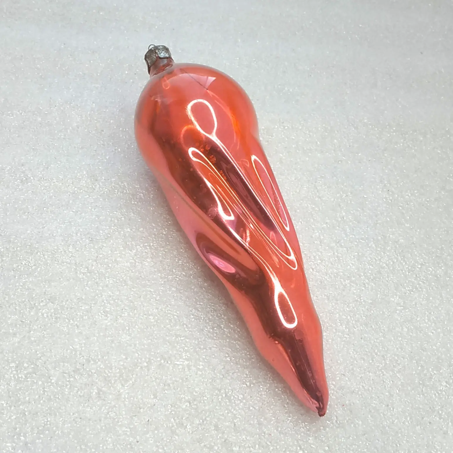 Vintage Silver Glass Christmas Ornament Icicle Drop Tree USSR Decor