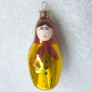 Vintage Soviet Mercury Glass Christmas Ornament Nesting Doll Retro Decor