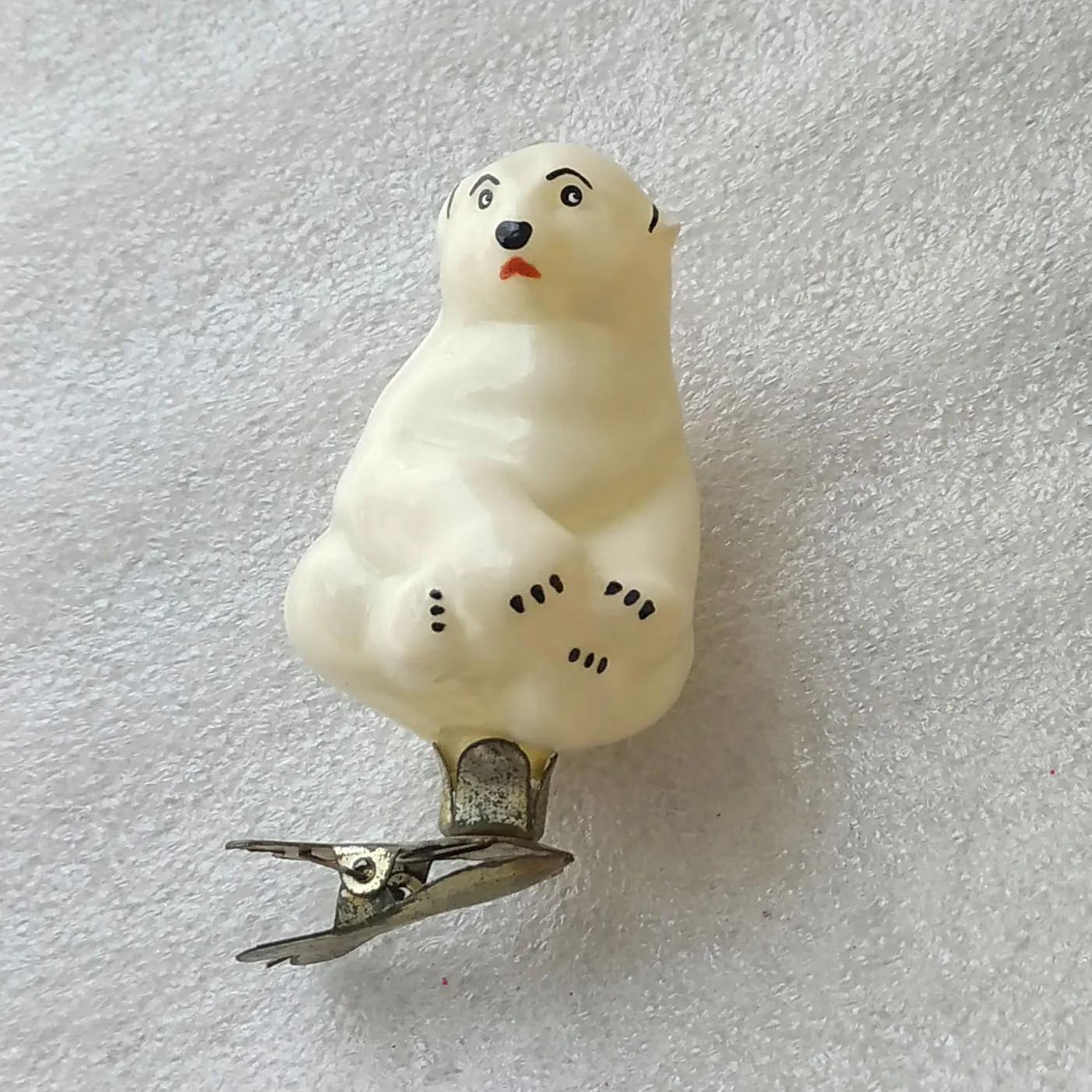 Vintage Glass Christmas Ornament Polar Bear USSR Retro Antique Decor