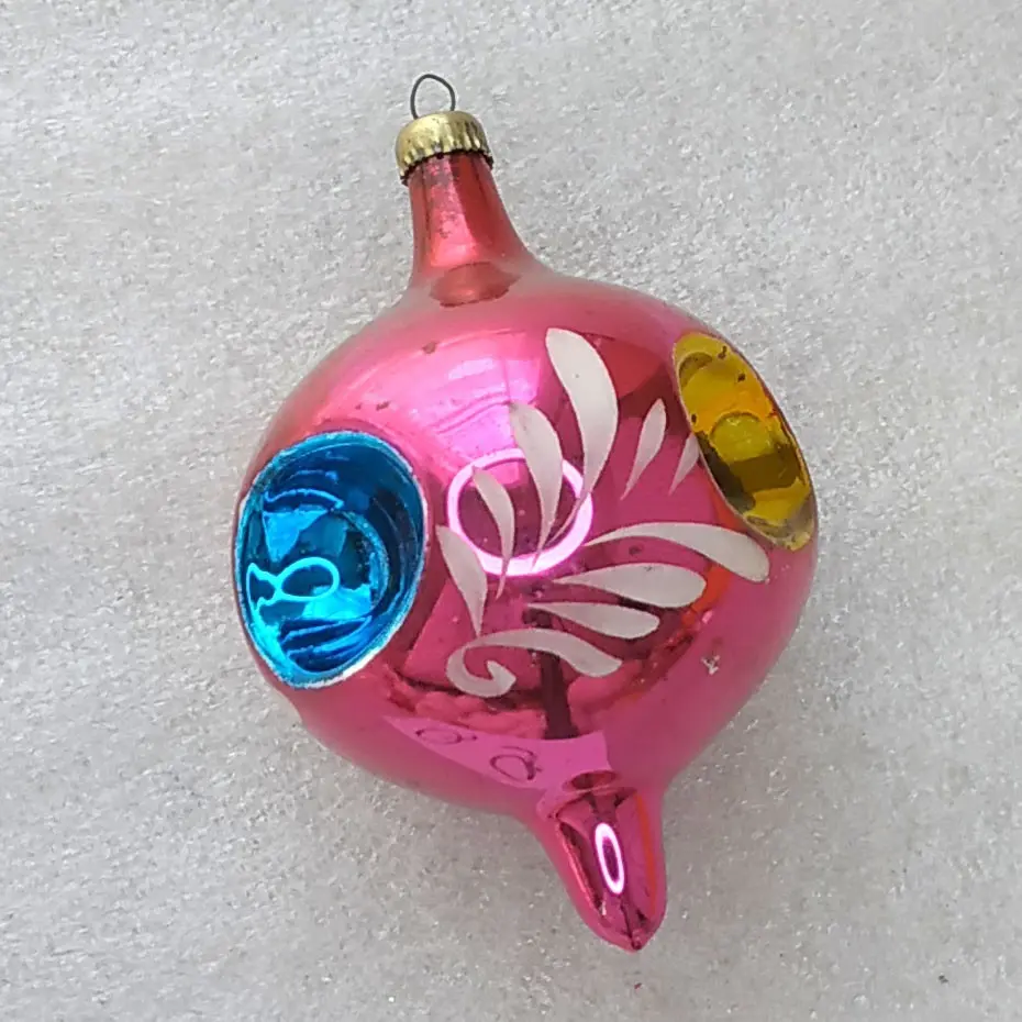 Vintage Silver Glass Christmas Ornament Lantern Retro USSR Decor
