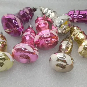 Set of 8 Vintage Silver Glass Christmas Tree Ornaments Bells