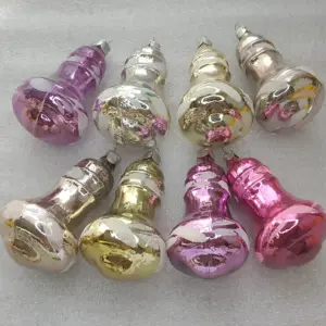 Set of 8 Vintage Silver Glass Christmas Tree Ornaments Bells