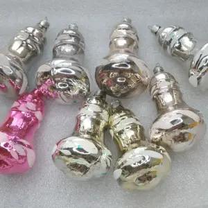 Set of 8 Vintage Silver Glass Christmas Tree Ornaments Bells