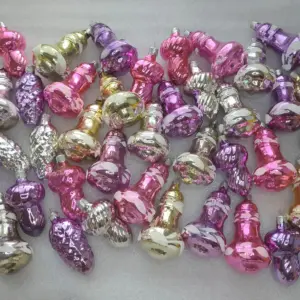 Set of 47 Vintage Silver Glass Christmas Tree Ornaments USSR