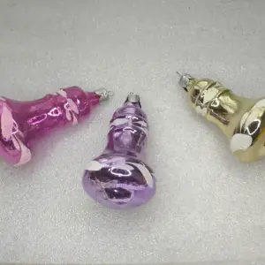 Set of 3 Vintage Silver Glass Christmas Tree Ornaments Bells
