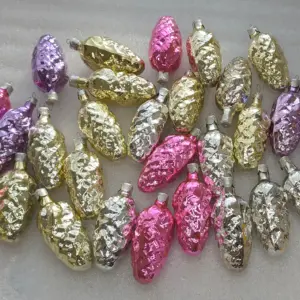 Set of 29 Vintage Silver Glass Christmas Tree Ornaments Decor Pinecones