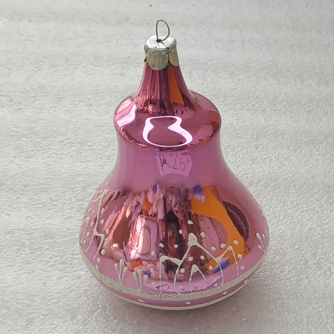 Antique Vintage USSR Silver Glass Christmas Tree Ornament Decor Bell