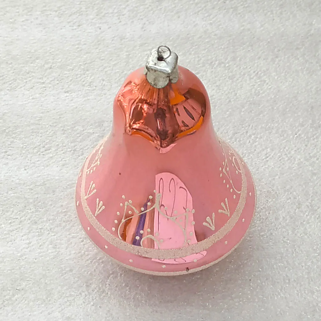 Antique Vintage USSR Silver Glass Christmas Tree Ornament Decor Bell