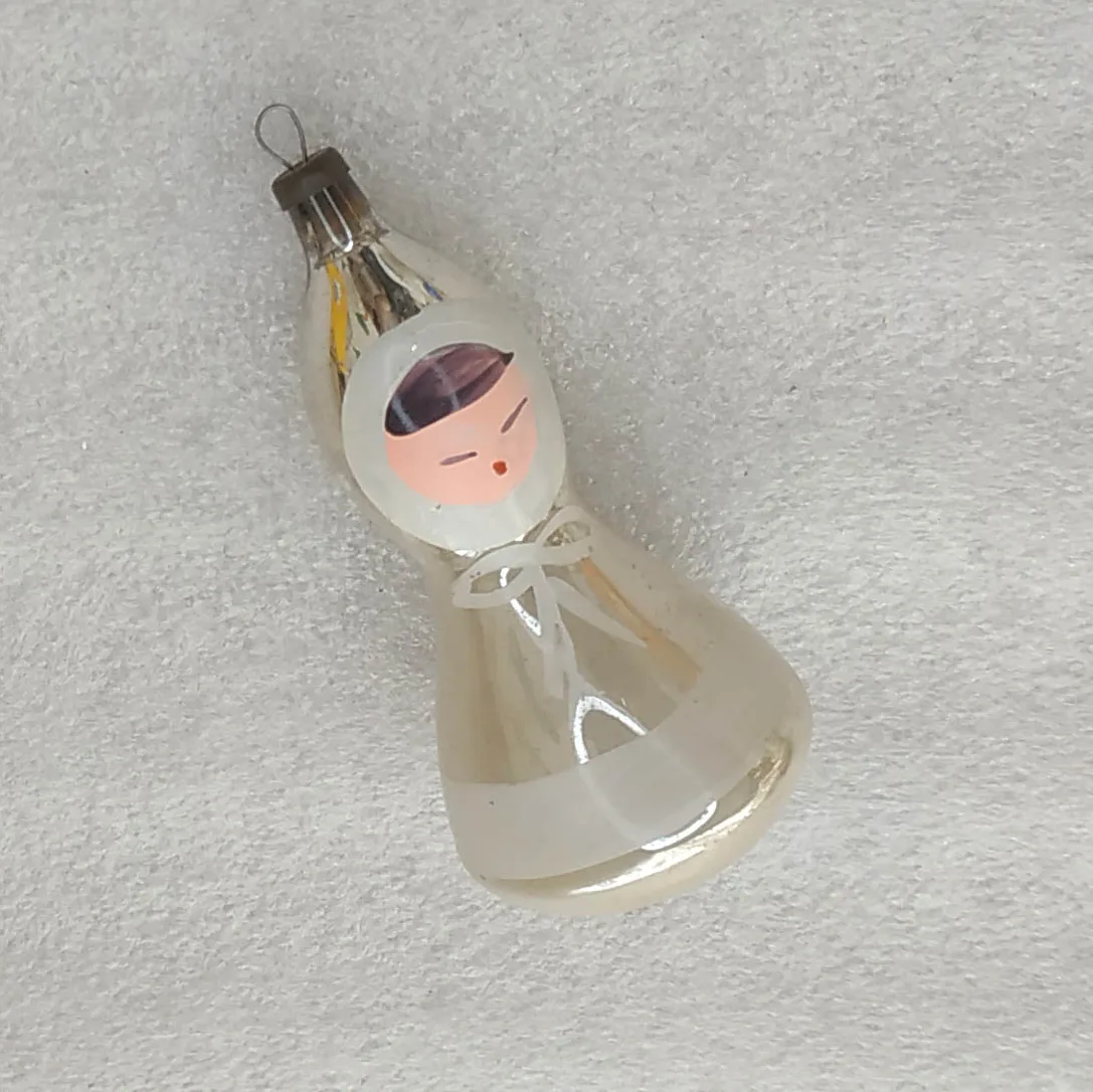 Antique Vintage USSR Silver Glass Christmas Tree Ornament Decor Snowmaiden