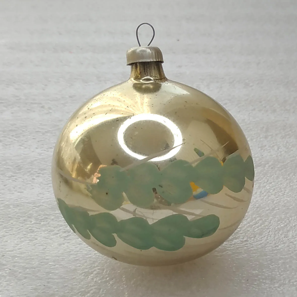 Antique Vintage USSR Silver Glass Christmas Tree Ornament Decor Ball