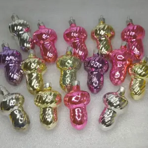 Set of 15 Vintage Silver Glass Christmas Tree Ornaments USSR