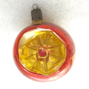 Vintage USSR Glass Christmas Ornament LANTERN 3.5"
