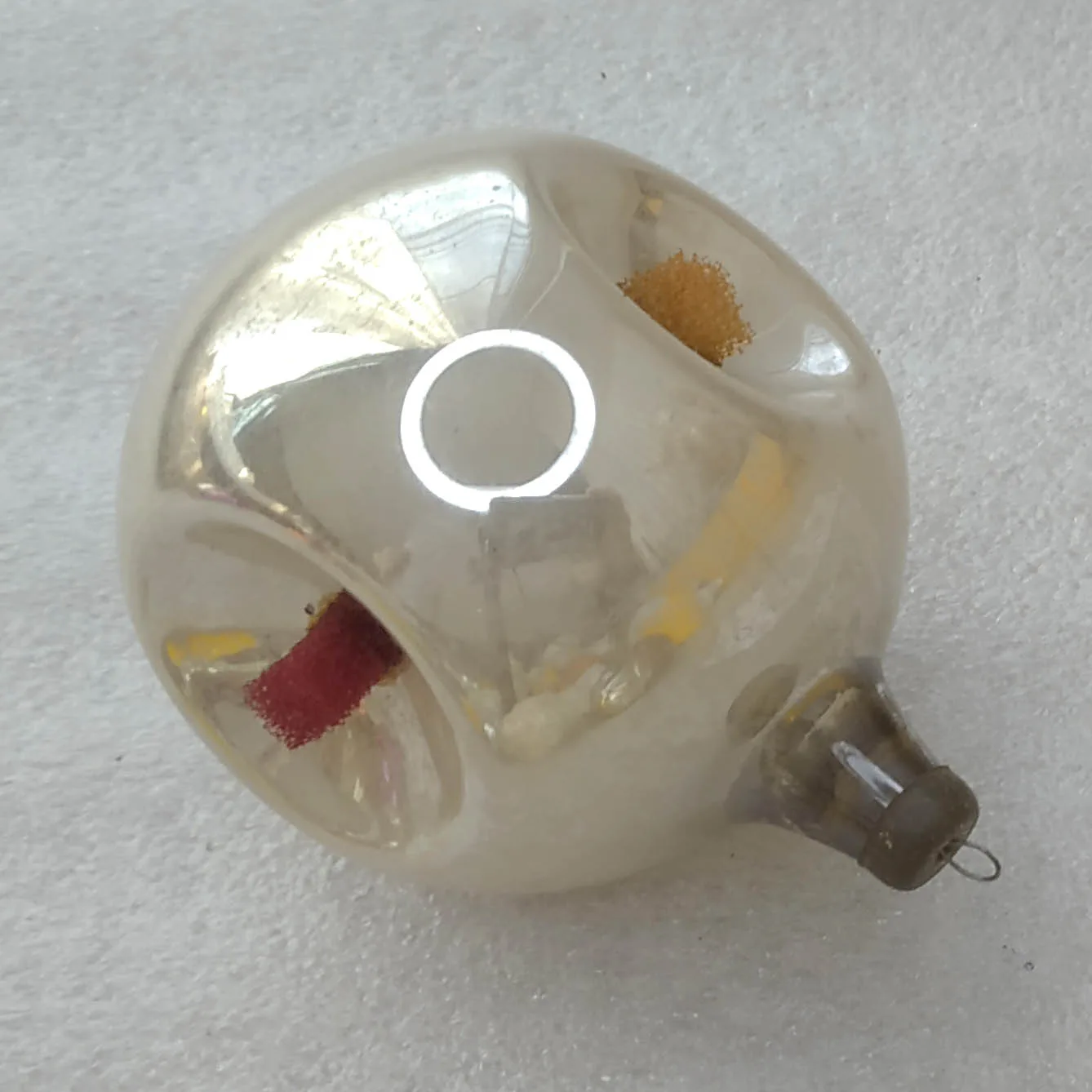 Vintage Glass Christmas Ornament Lantern Flashlight with Sponges Mercury