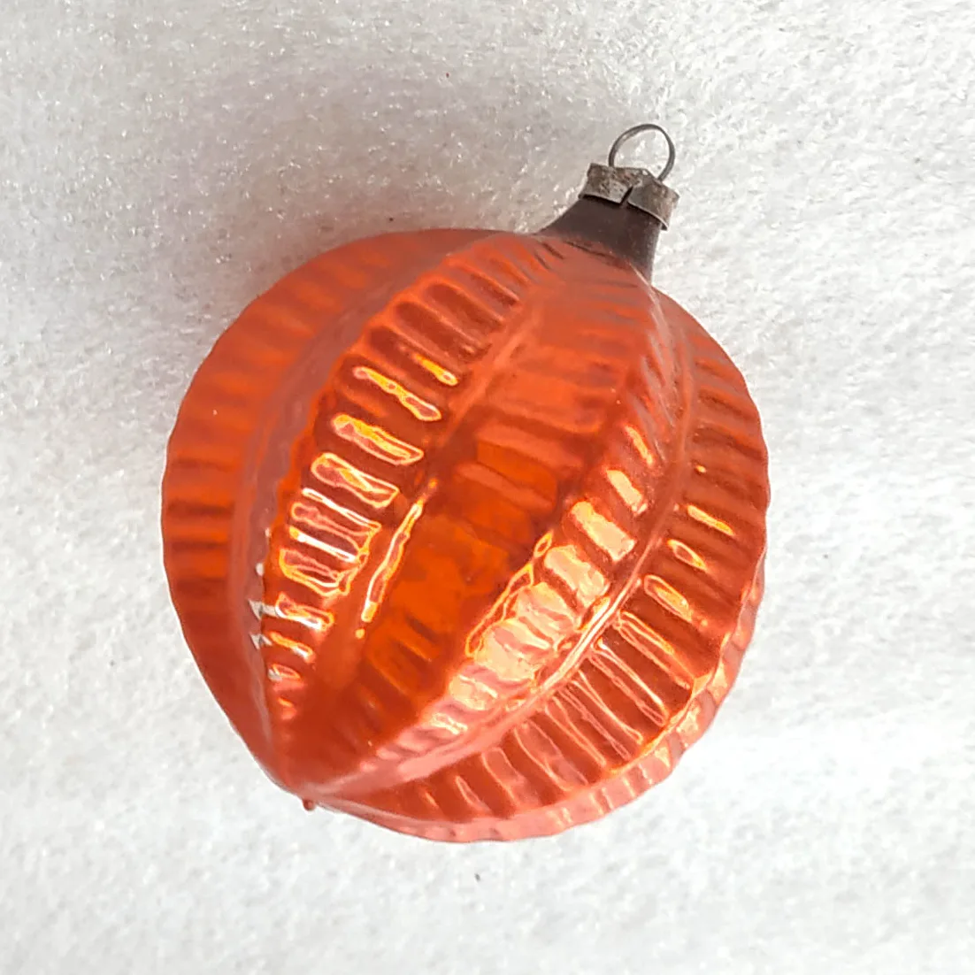 Vintage German Glass Christmas Ornament Lantern Ribbed Mercury MCM