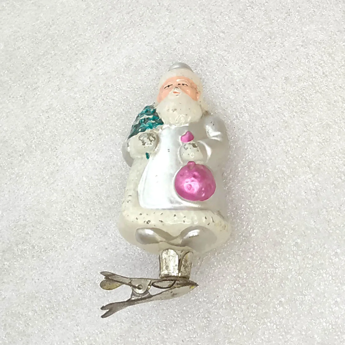 Vintage Glass Christmas Ornament USSR Retro Santa