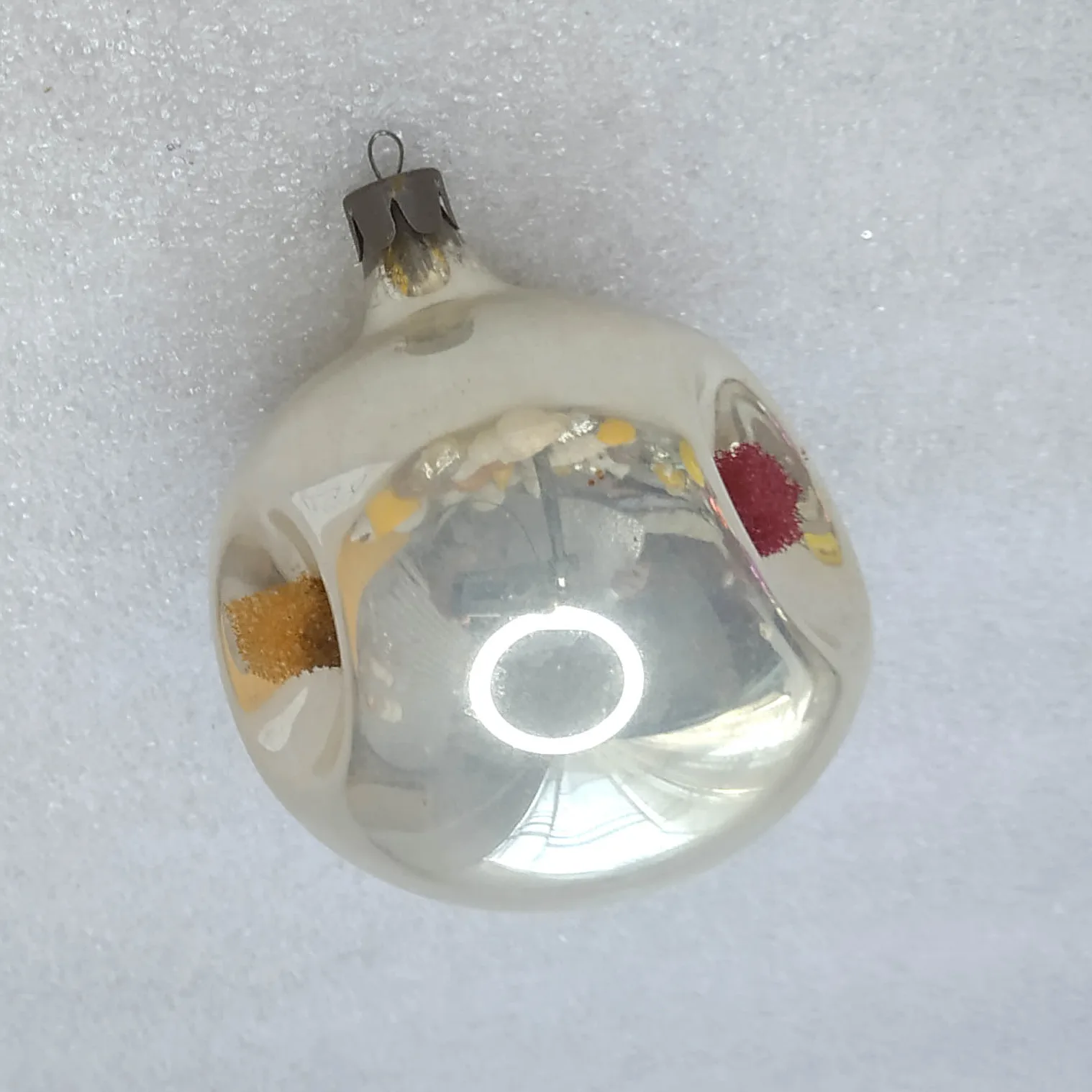 Vintage Glass Christmas Ornament Lantern Flashlight with Sponges Mercury