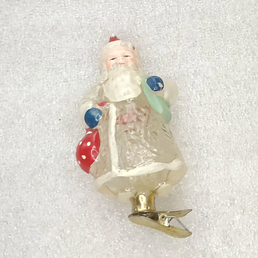 Vintage Glass Christmas Ornament USSR Retro Santa