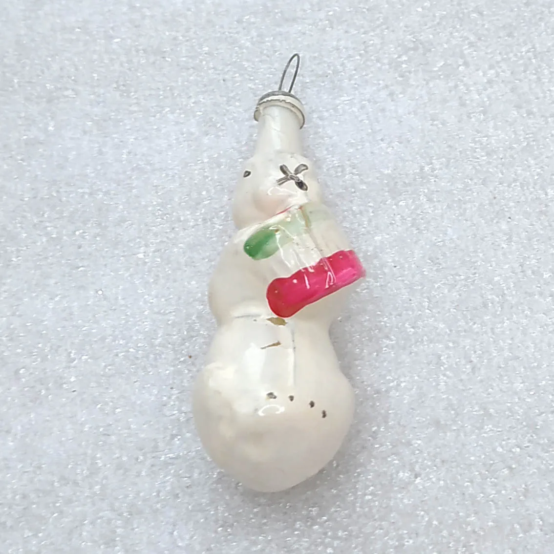 Vintage Glass Christmas Ornament USSR Rabbit Bunny with Drum