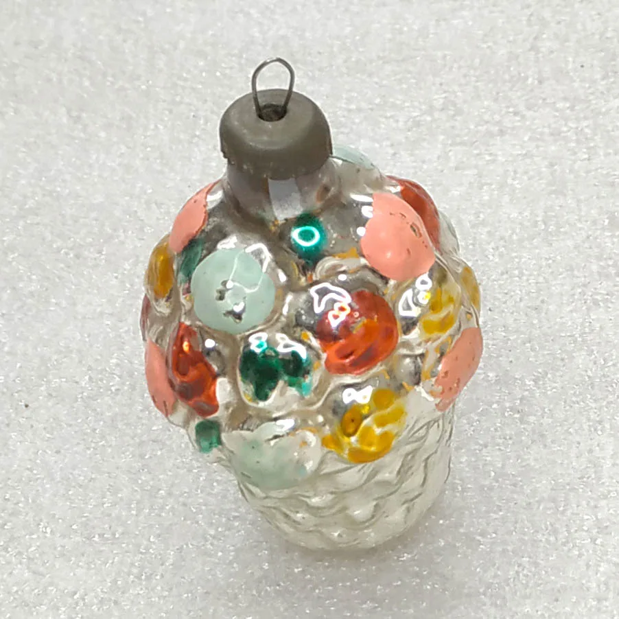 Vintage Mercury Glass Christmas Ornament USSR Retro Baskret