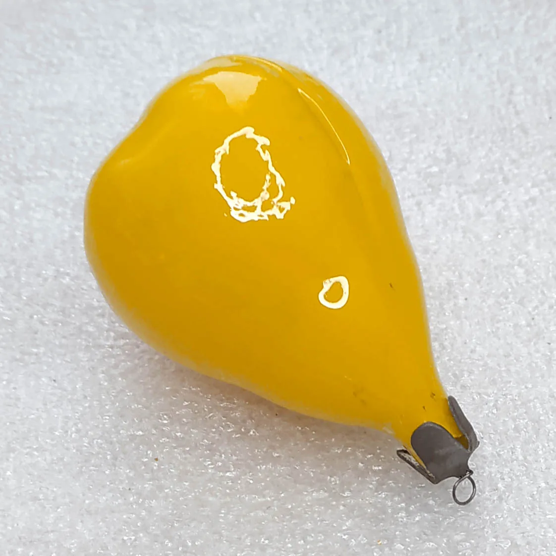 Vintage USSR Glass Christmas Ornament Yellow Pear Fruit 1950s Figural Toy