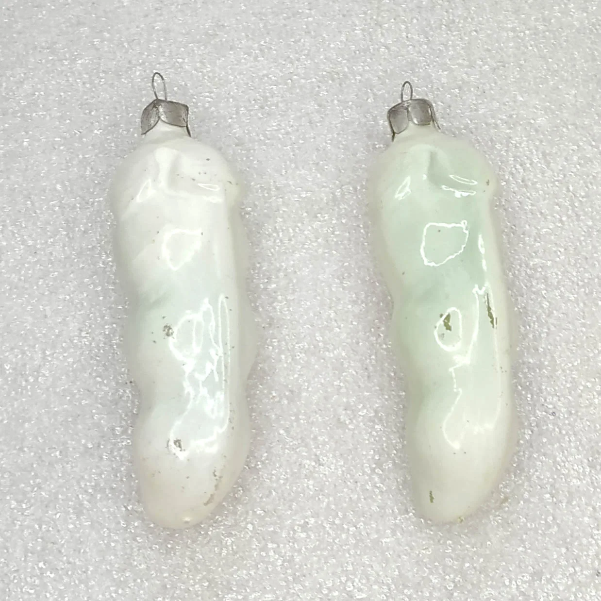 Set of 2 USSR Glass Christmas Tree Ornaments Toy Old Pea Pods