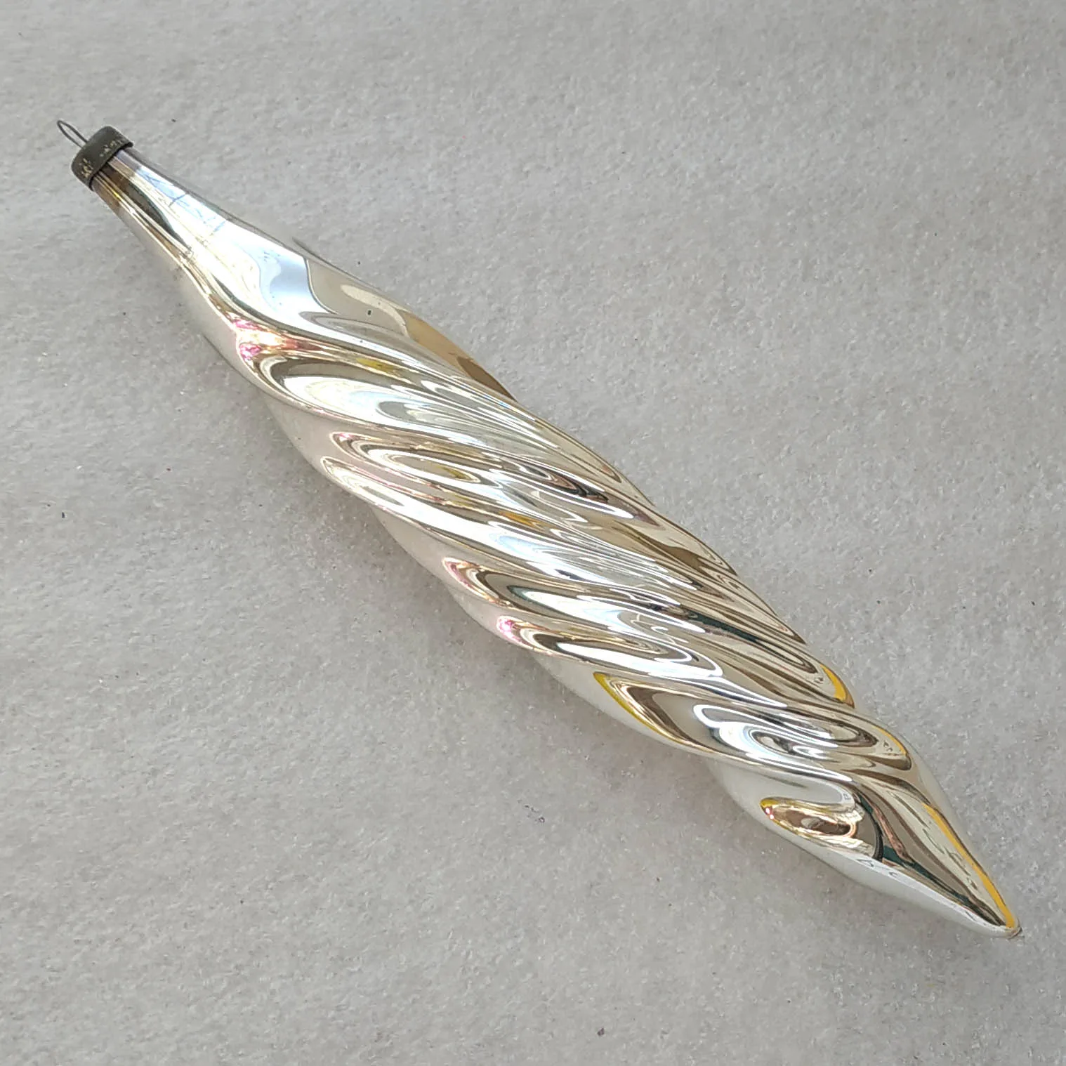Large 7.8" Vintage Glass Icicle Ornament Spiral Twist USSR Christmas Deco