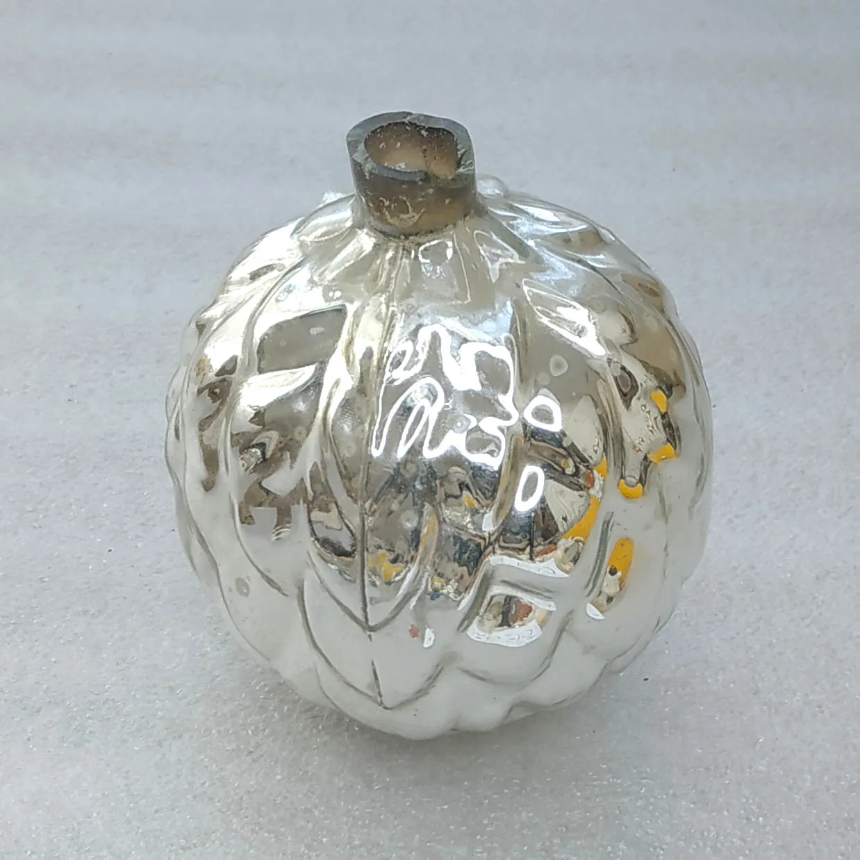 Vintage Silver Mercury Glass Hop Cone Ornament Thick Heavy Christmas Decor